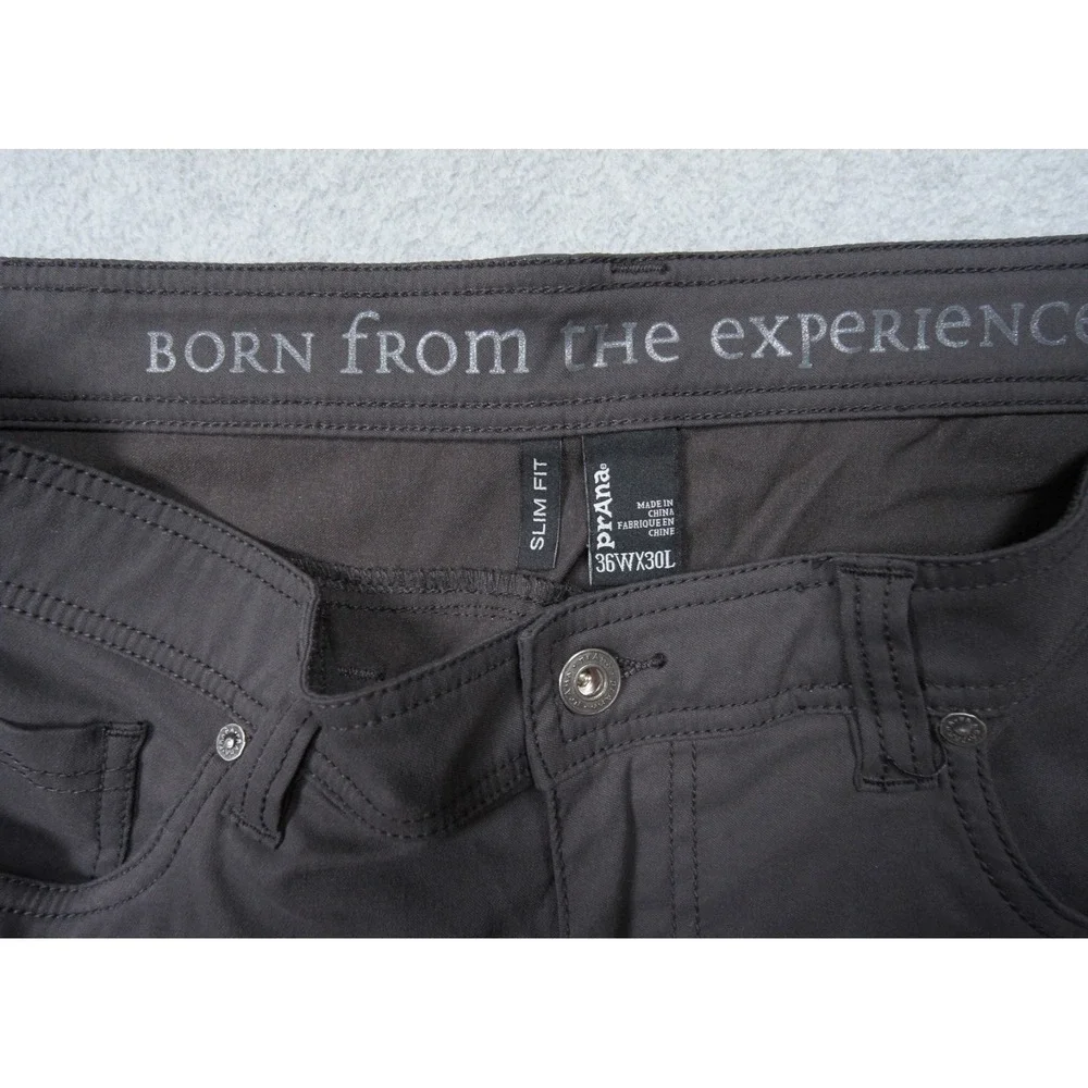 Prana Pants Mens 36x30 Gray Chino Slim Fit Stretch Casual Hiking Outdoors Adult